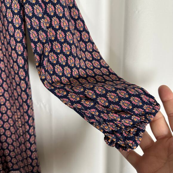 BeachLunchLounge Long Sleeve Boho India Paisley Dress Sz L Beach‎ Pool Cover-up - Picture 3 of 9